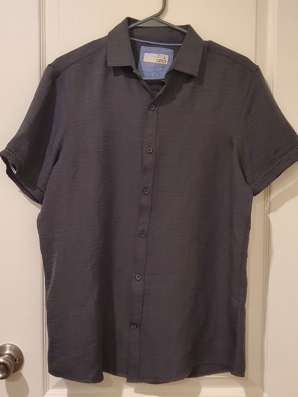 Aria Men Charcoal Short-Sleeve Button-Down Shirt